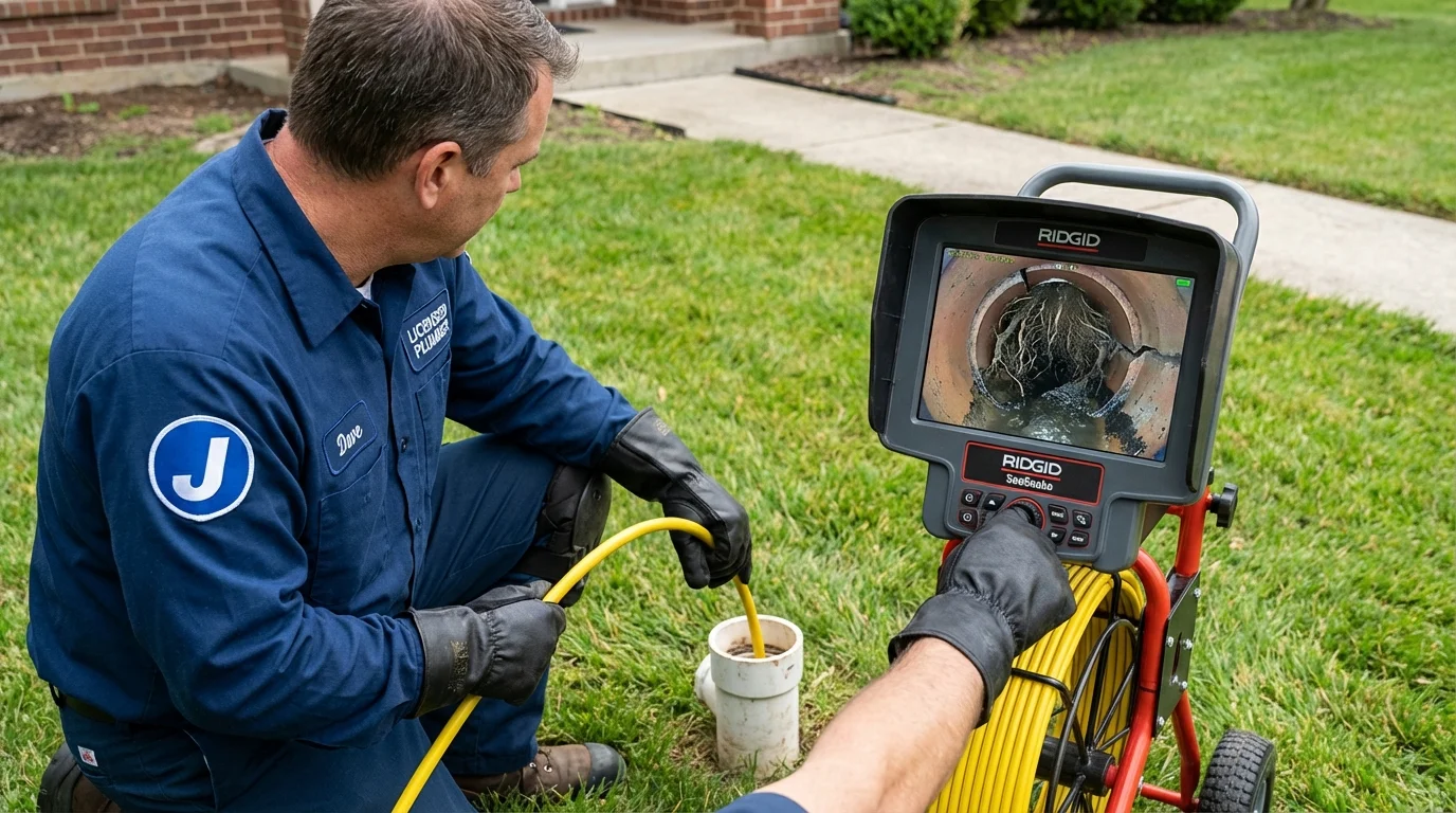 Sewer camera inspection being performed by Johns Plumbing LLC in Byram