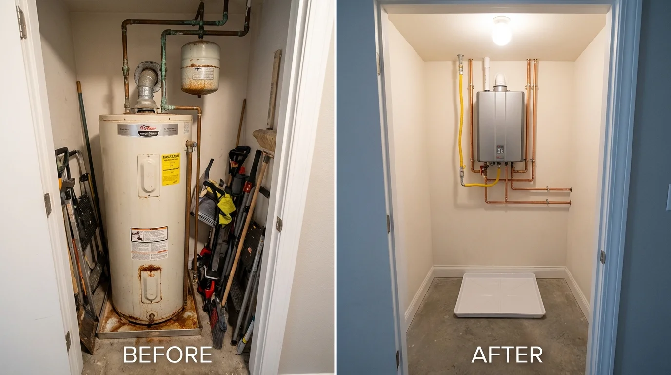 Tank water heater versus wall-mounted tankless unit comparison for Byram, MS homeowners
