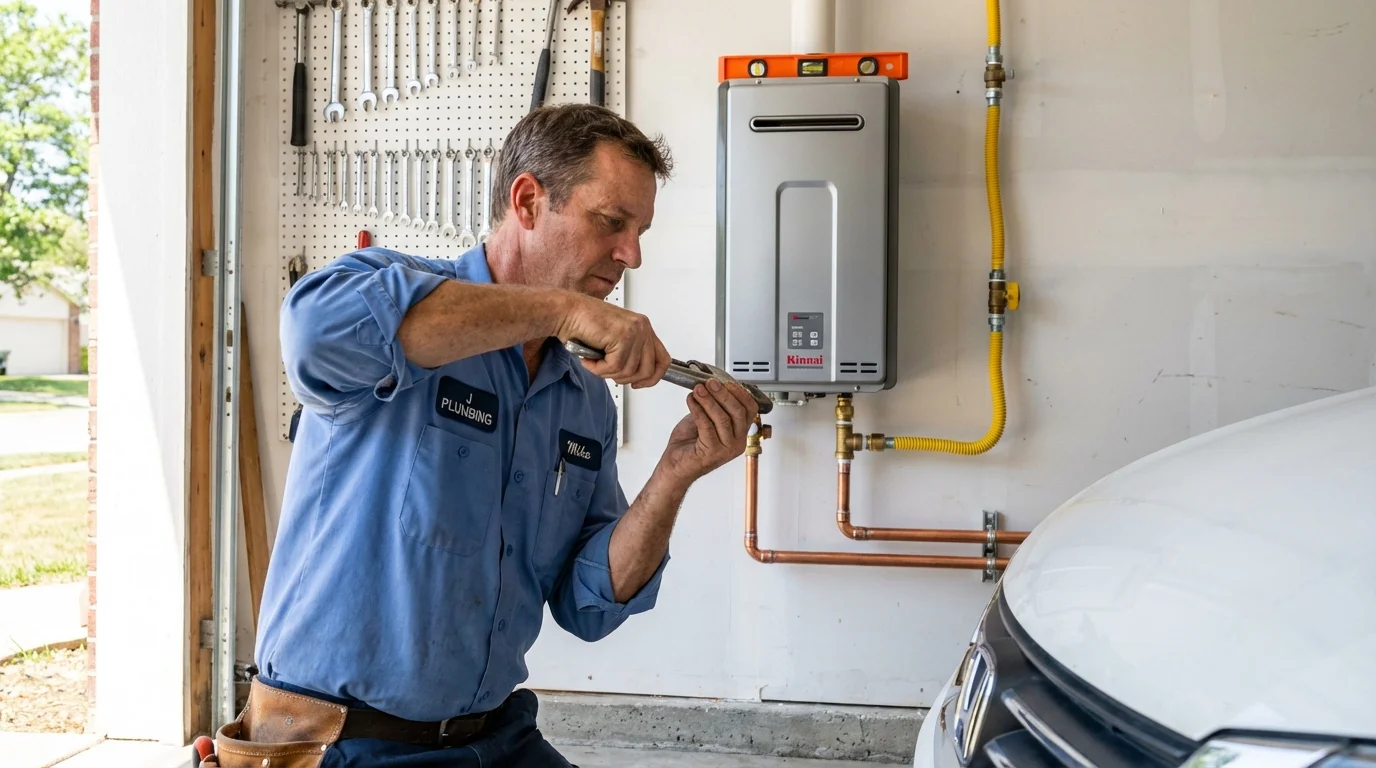 Tankless water heater installation by a Johns Plumbing LLC plumber in Byram